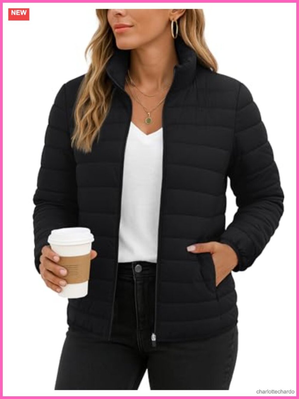 Quilted Lightweight Puffer Jacket Zip Up Packable Coat